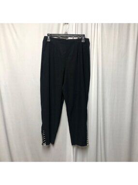 Nancy Bolen City Girl Ankle Black Pants Womens Size 8 Rhinestone at Cuffs Comfy